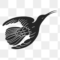 Png black bird vintage silhouette, transparent background