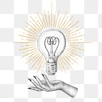 Png vintage light bulb illustration, transparent background