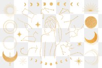 Png gold spa design element set, transparent background