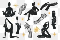 Png spiritual collage element set, transparent background