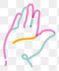 Png giving hand doodle line art, transparent background