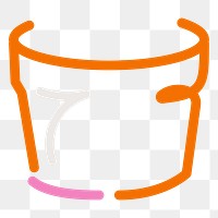 Png plant pot doodle line art, transparent background