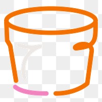 Png plant pot doodle line art, transparent background