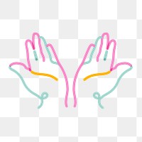 Png charity hands doodle line art, transparent background