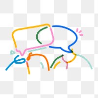 Png conversation doodle line art, transparent background