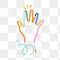 Png right hand doodle line art, transparent background