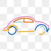 Png car doodle line art, transparent background