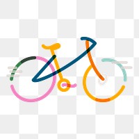 Png bicycle doodle line art, transparent background