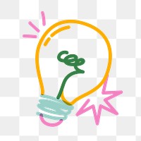 Png light bulb doodle line art, transparent background