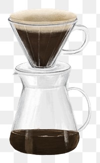 Drip coffee png, aesthetic illustration, transparent background