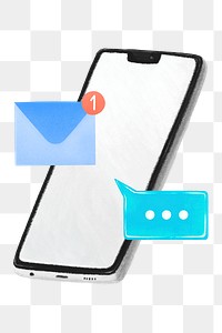 Phone message png, aesthetic illustration, transparent background