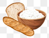 Carbohydrates food png, aesthetic illustration, transparent background