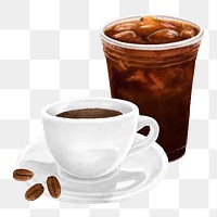 Cafe coffee png, aesthetic illustration, transparent background
