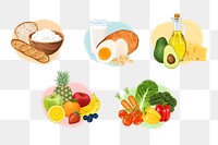 Food nutrition png health set, transparent background