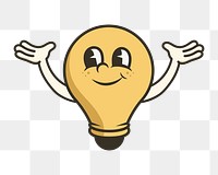 Light bulb png, retro illustration, transparent background