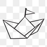 Paper boat png, retro illustration, transparent background