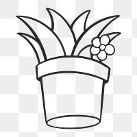 Potted plant png, retro illustration, transparent background