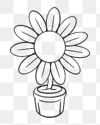 Flower pot png, retro illustration, transparent background