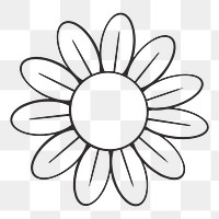 Cartoon flower png, retro illustration, transparent background