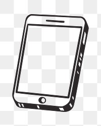 Cartoon smartphone png, retro illustration, transparent background