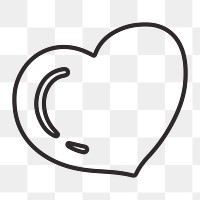 Heart symbol png, retro illustration, transparent background