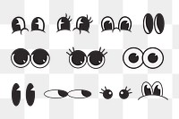 Retro eyes png set illustration, transparent background