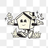 House mortgage png, retro illustration, transparent background