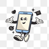 Social media png, retro illustration, transparent background