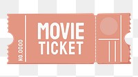 Pink png movie ticket, transparent background
