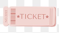 Pink ticket png movie night illustration, transparent background