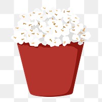 Popcorn bucket png movie snack illustration, transparent background