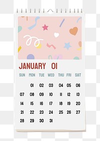 Hanging calendar aesthetic illustration 