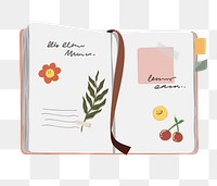 Personal journal book, cute stationery illustration