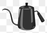 Black coffee kettle png kitchenware illustration, transparent background