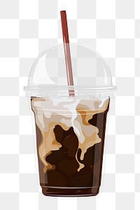 PNG iced latte coffee, transparent background