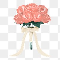 Pink roses png bouquet illustration, transparent background