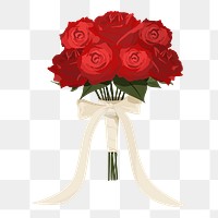 Red roses png bouquet illustration, transparent background