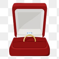 Wedding ring png red velvet box illustration, transparent background