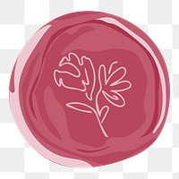 Red floral png wax seal illustration, transparent background