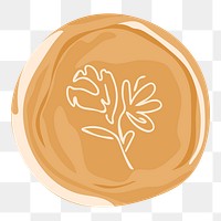 Yellow floral png wax seal illustration, transparent background