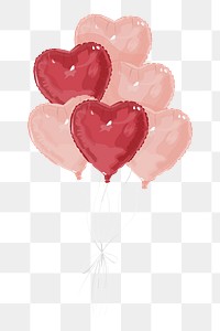 Heart balloons png, transparent background