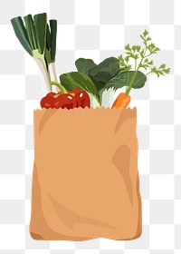 Healthy food png grocery bag illustration, transparent background