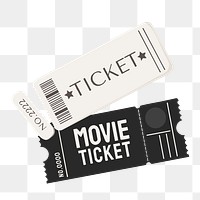 Movie tickets png date night illustration, transparent background