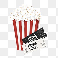 Movie popcorn png date night illustration, transparent background