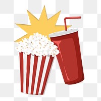 Popcorn movie png snack, transparent background