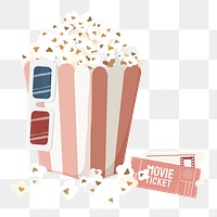 Movie night png aesthetic entertainment illustration, transparent background