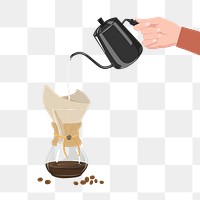 PNG coffee making process,  transparent background