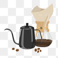 Drip coffee png,  transparent background