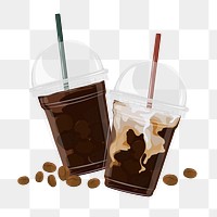 Iced coffee png, transparent background