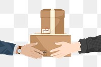 Parcel delivery png cute hand illustration, transparent background